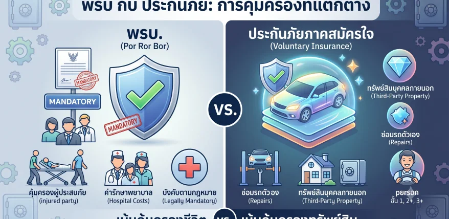 ไขข้อข้องใจ พรบ กับ ประกันภัย ต่างกันอย่างไร? คุ้มครองแบบไหนที่คุณต้องการ